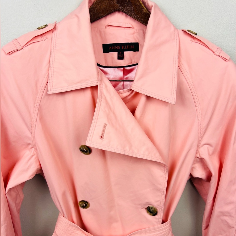 Anne Klein Bubblegum Belted Pink Trench Coat – Size 8 - Picture 13 of 15